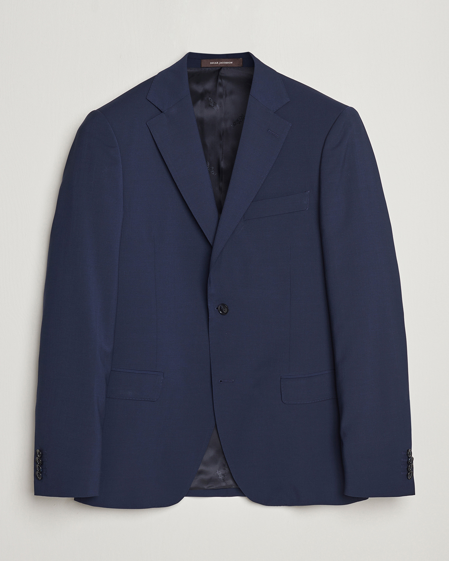 Homme | Blazers | Oscar Jacobson | Edmund Wool Stretch Blazer Blue