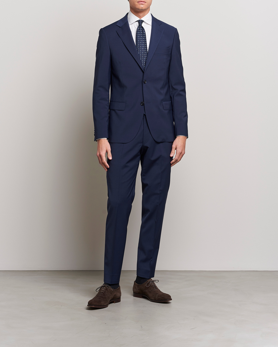 Homme | Blazers | Oscar Jacobson | Edmund Wool Stretch Blazer Blue