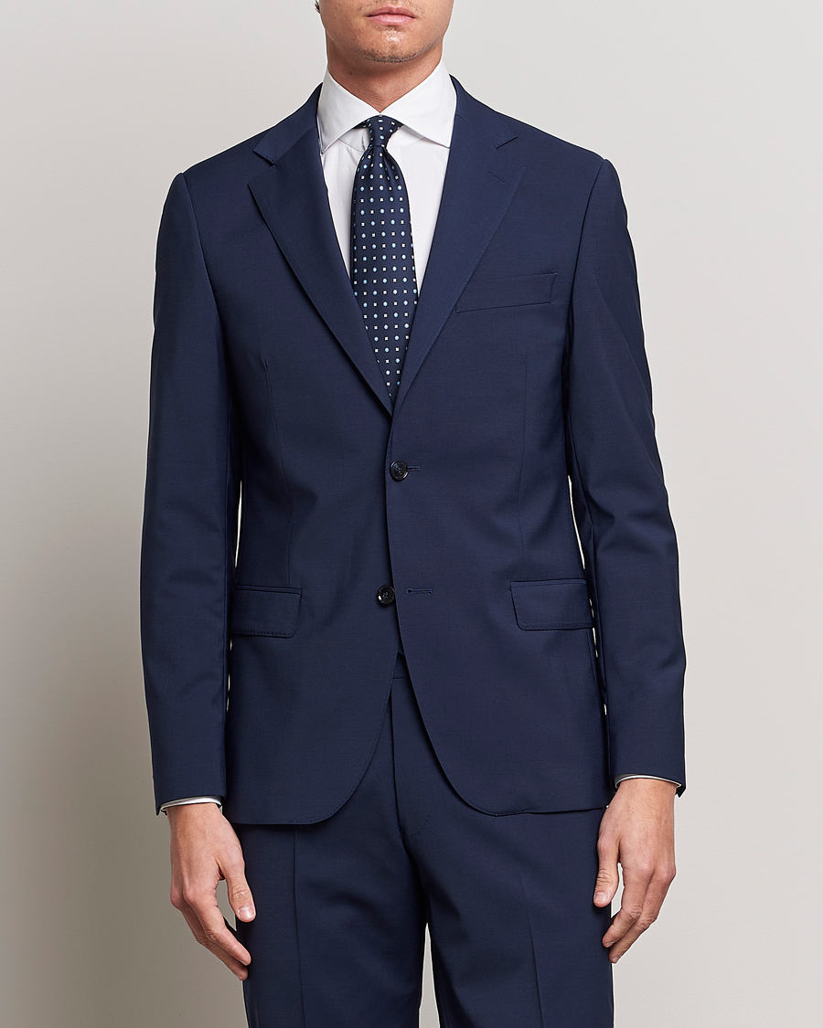 Homme | Blazers | Oscar Jacobson | Edmund Wool Stretch Blazer Blue