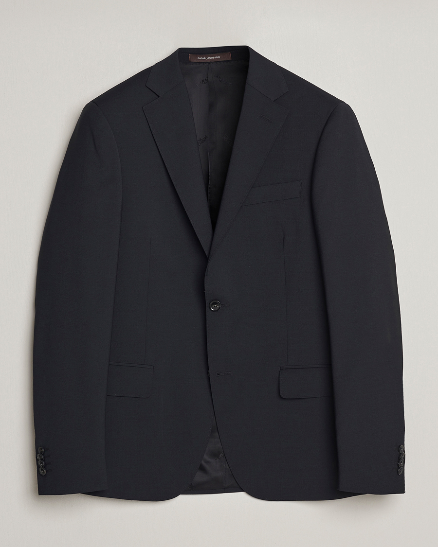 Homme | Blazers | Oscar Jacobson | Edmund Wool Stretch Blazer Black