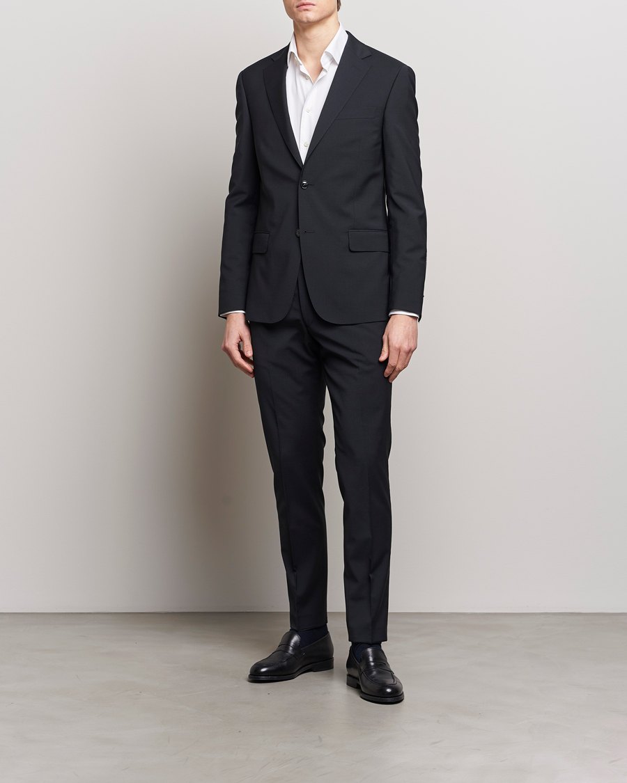 Homme | Blazers | Oscar Jacobson | Edmund Wool Stretch Blazer Black