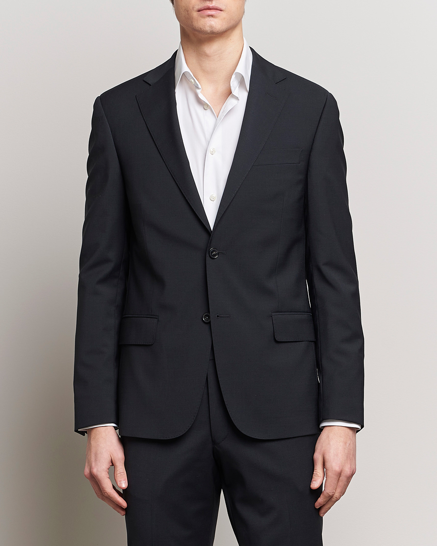 Homme | Blazers | Oscar Jacobson | Edmund Wool Stretch Blazer Black