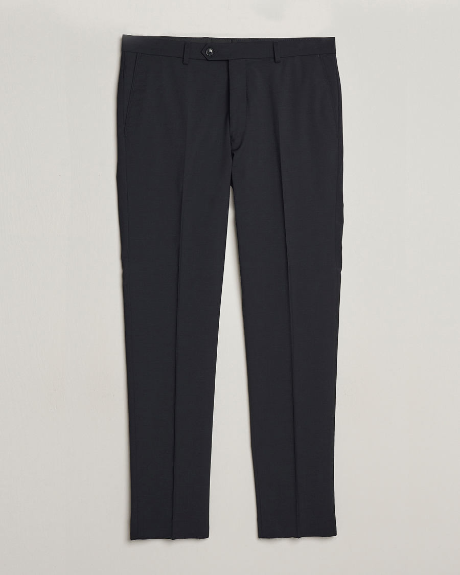 Homme | Pantalons | Oscar Jacobson | Denz Wool Stretch Trousers Black
