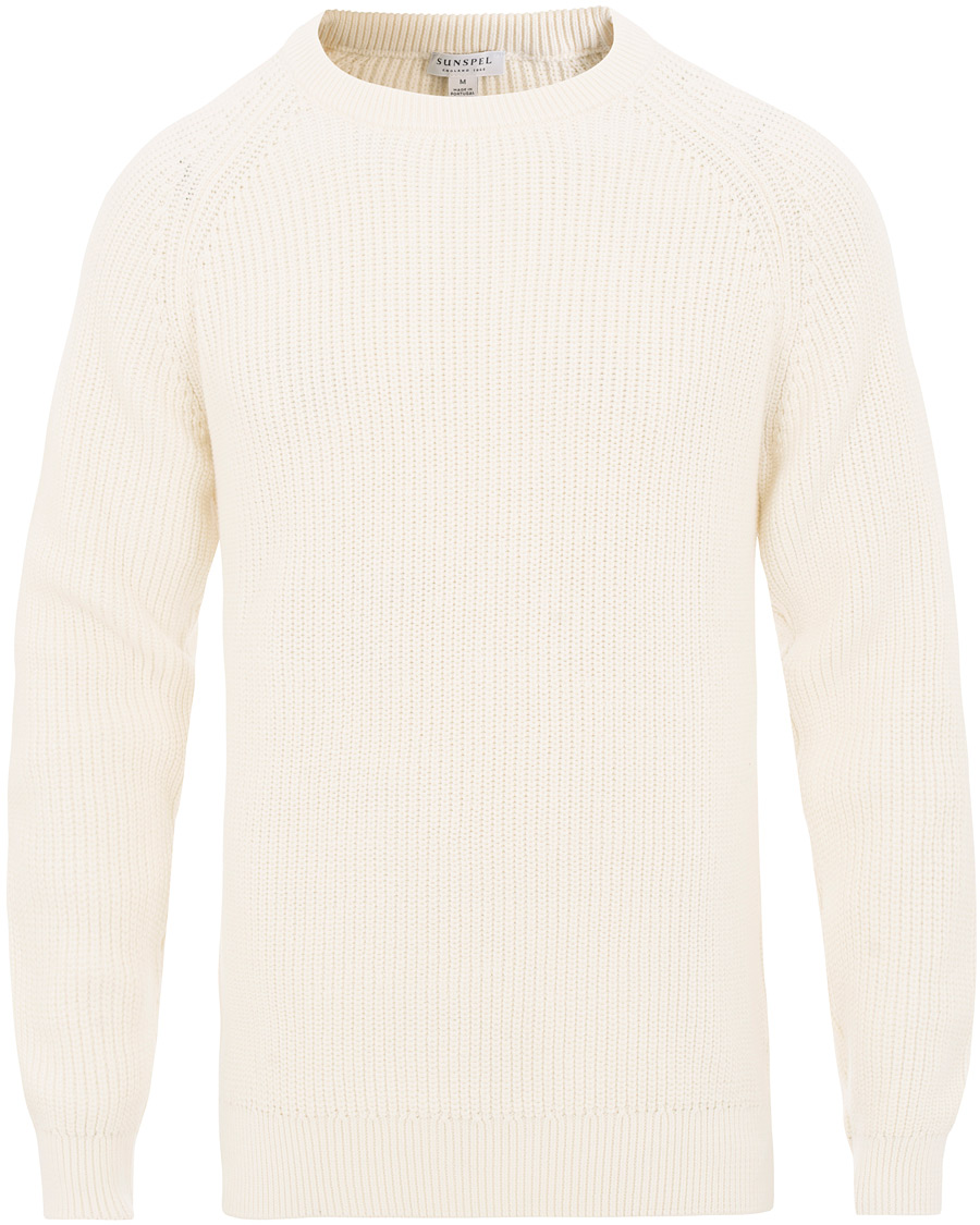 Homme | Pulls Et Tricots | Sunspel | Long Sleeve Rib Crew Neck Sweater Off White