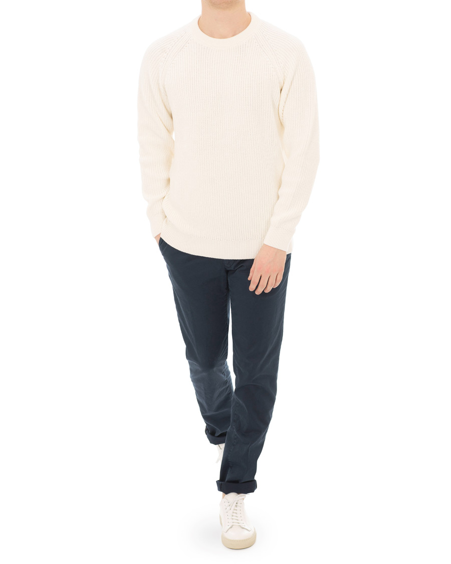 Homme | Pulls Et Tricots | Sunspel | Long Sleeve Rib Crew Neck Sweater Off White