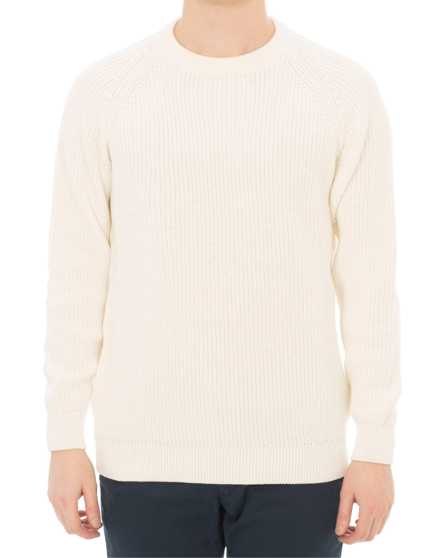 Homme | Pulls Et Tricots | Sunspel | Long Sleeve Rib Crew Neck Sweater Off White