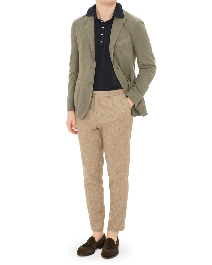 Homme | Blazers | Boglioli | K Jacket Cotton/Linen Herringbone Blazer Green