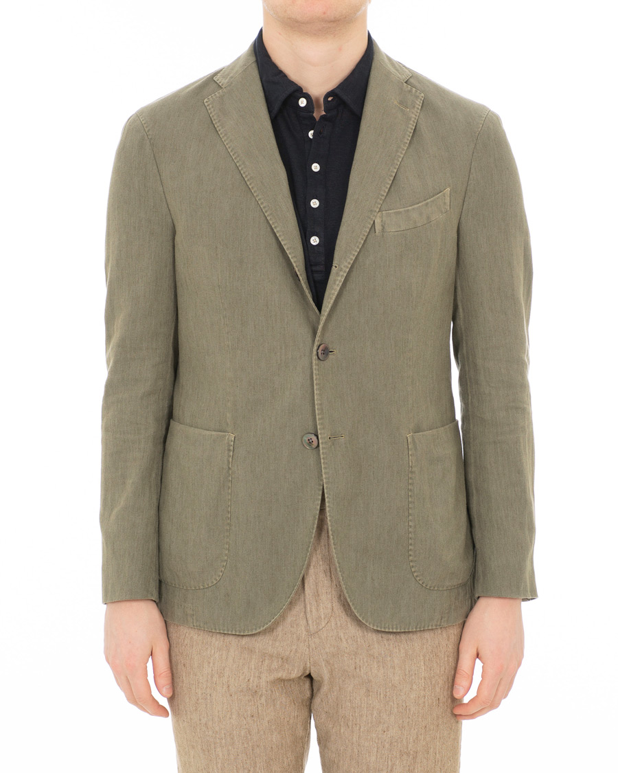 Homme | Blazers | Boglioli | K Jacket Cotton/Linen Herringbone Blazer Green