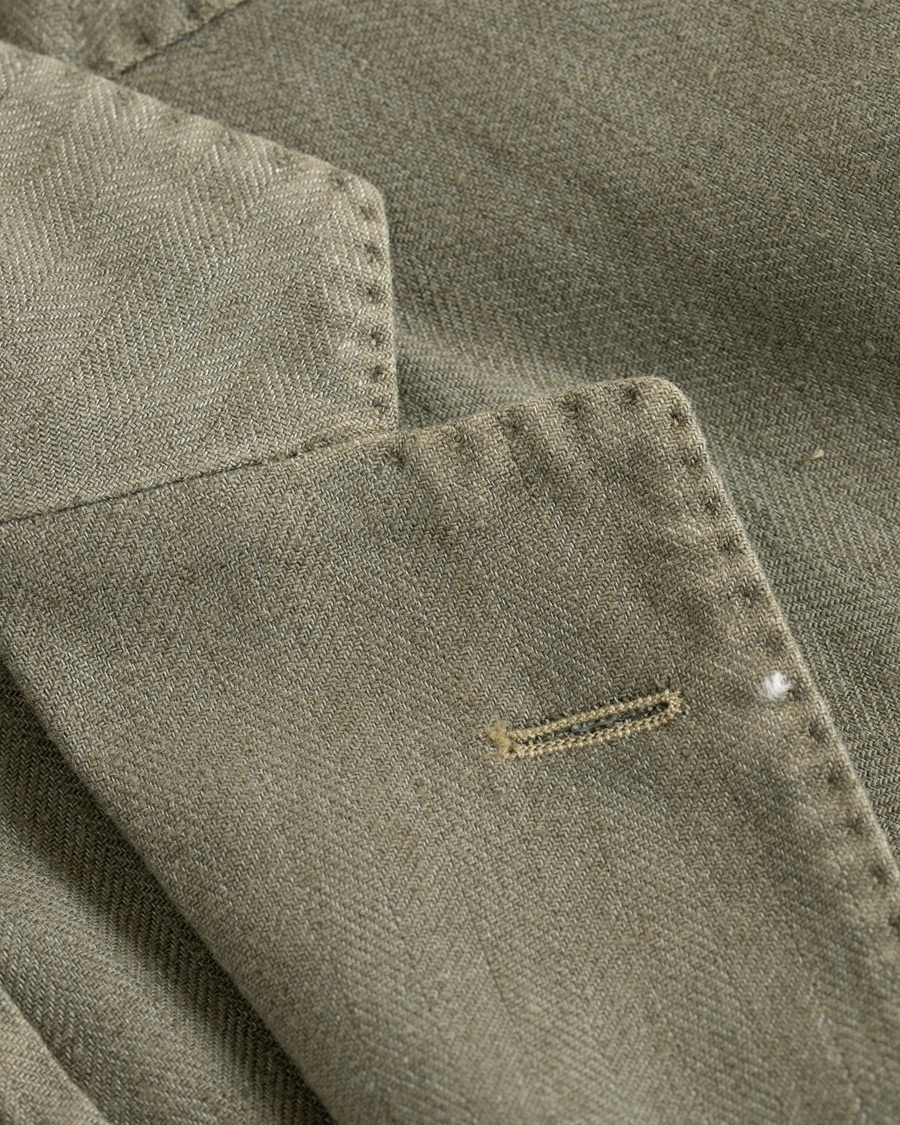 Homme | Blazers | Boglioli | K Jacket Cotton/Linen Herringbone Blazer Green