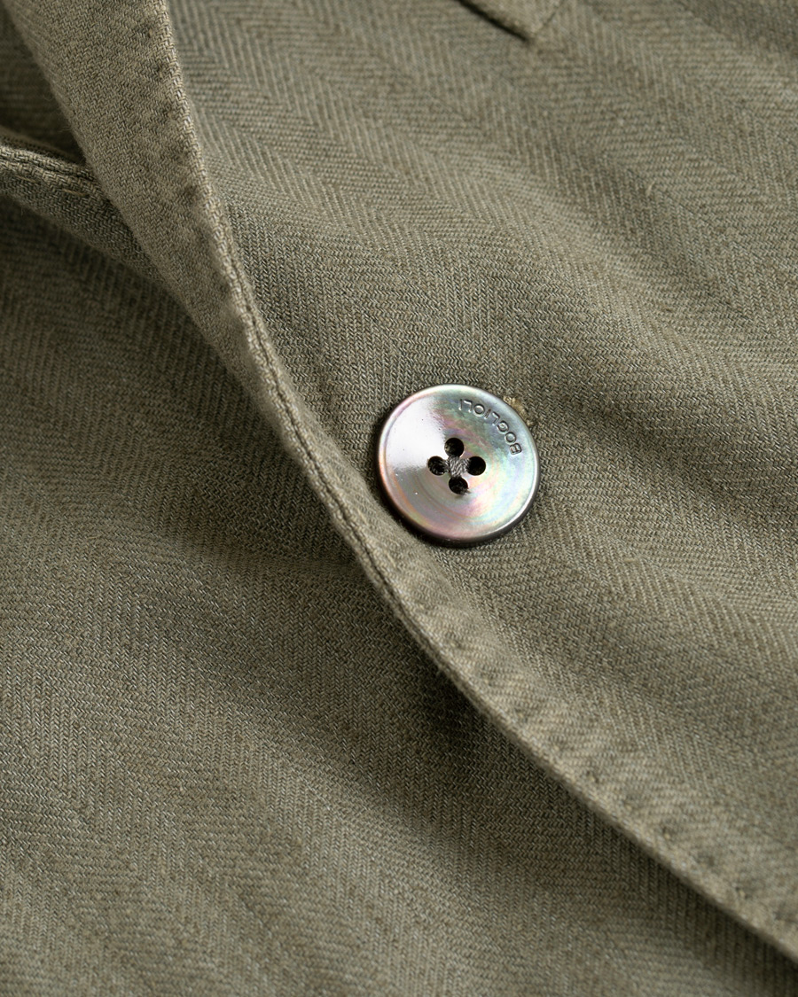 Homme | Blazers | Boglioli | K Jacket Cotton/Linen Herringbone Blazer Green