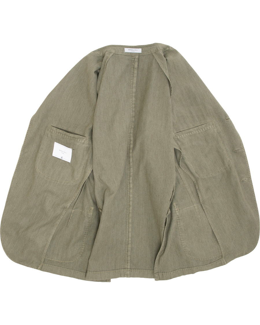 Homme | Blazers | Boglioli | K Jacket Cotton/Linen Herringbone Blazer Green