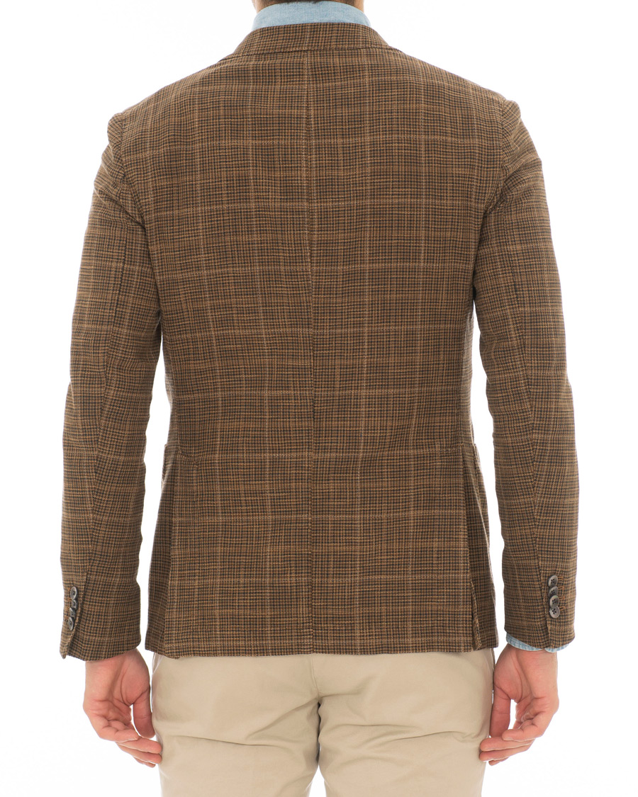Homme | Blazers | Boglioli | K Jacket Cotton/Silk Houndstooth Overcheck Blazer Brown