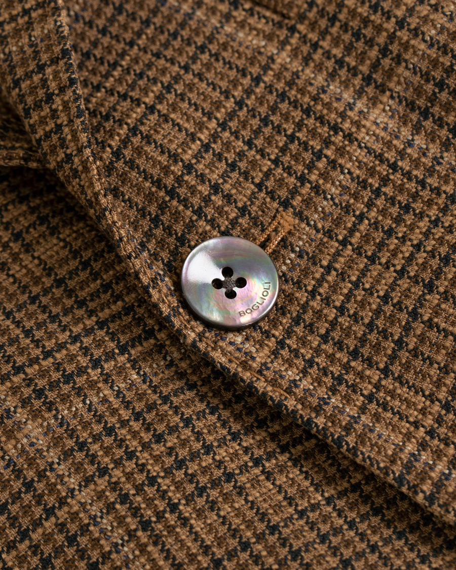 Homme | Blazers | Boglioli | K Jacket Cotton/Silk Houndstooth Overcheck Blazer Brown