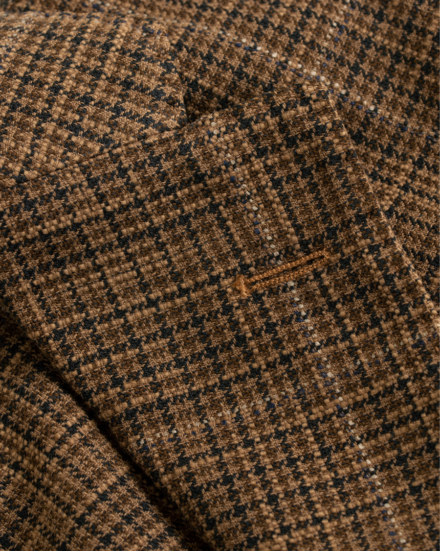 Homme | Blazers | Boglioli | K Jacket Cotton/Silk Houndstooth Overcheck Blazer Brown