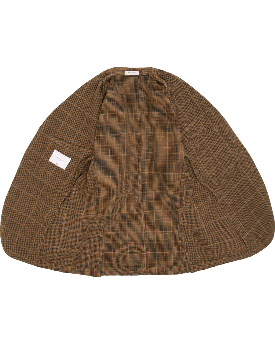 Homme | Blazers | Boglioli | K Jacket Cotton/Silk Houndstooth Overcheck Blazer Brown