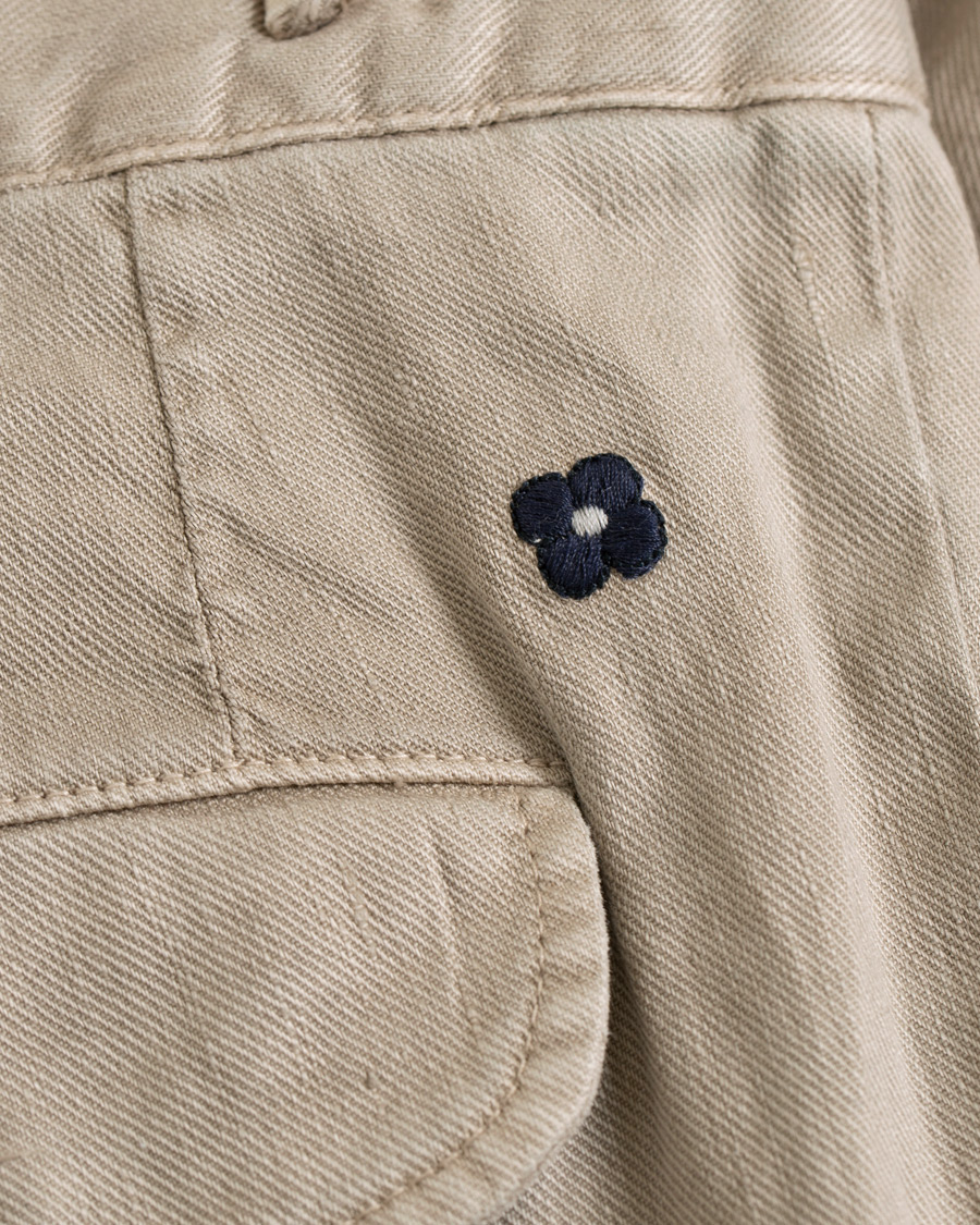 Homme | Pantalons | Lardini | Double Pleated Linen Cotton Trousers Beige
