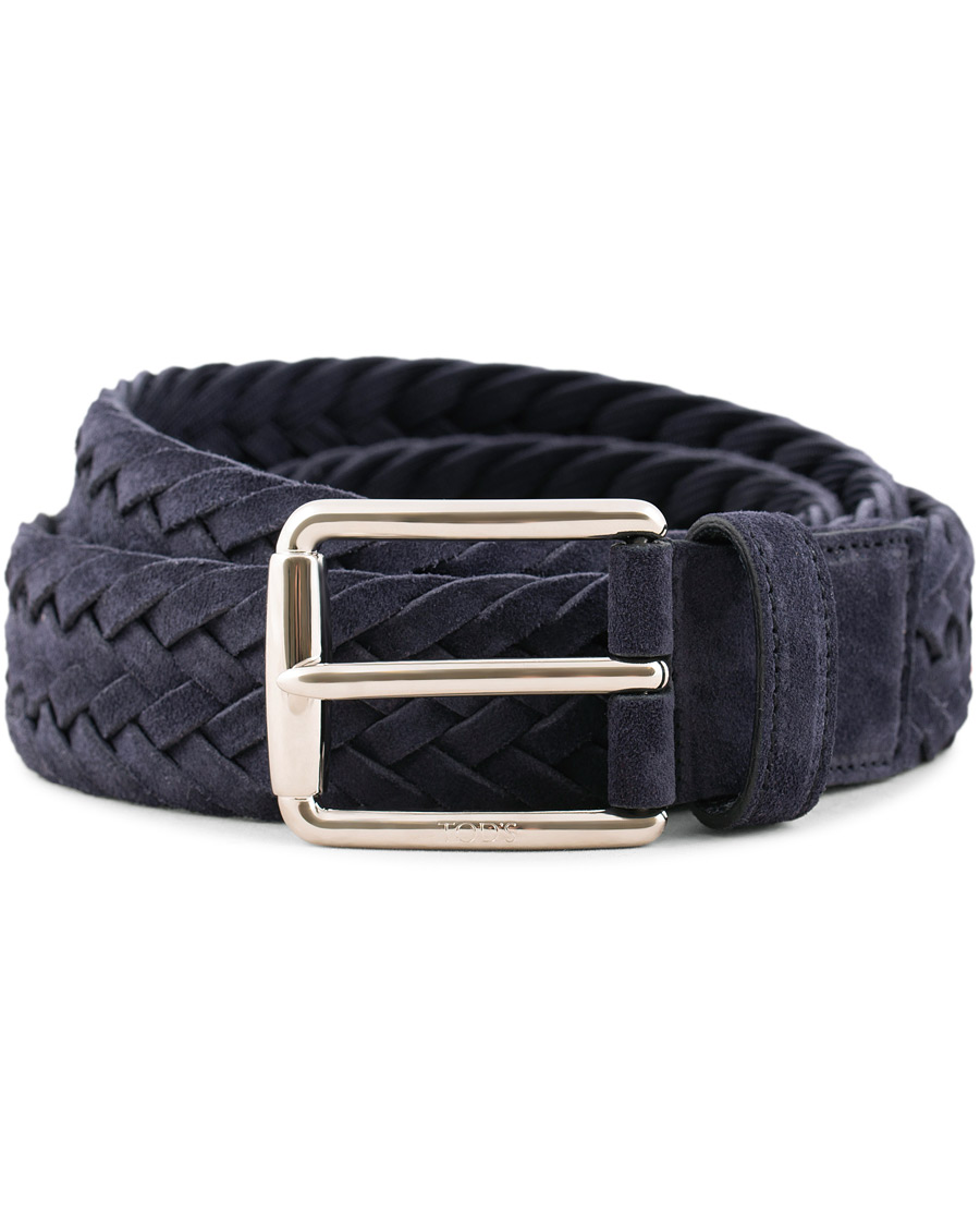 Homme | Tod's Intreccio Woven Belt Midnight Blue Suede | Tod's | Intreccio Woven Belt Midnight Blue Suede