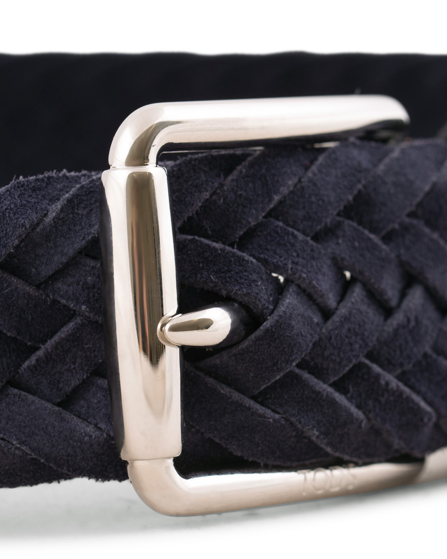 Homme | Tod's Intreccio Woven Belt Midnight Blue Suede | Tod's | Intreccio Woven Belt Midnight Blue Suede