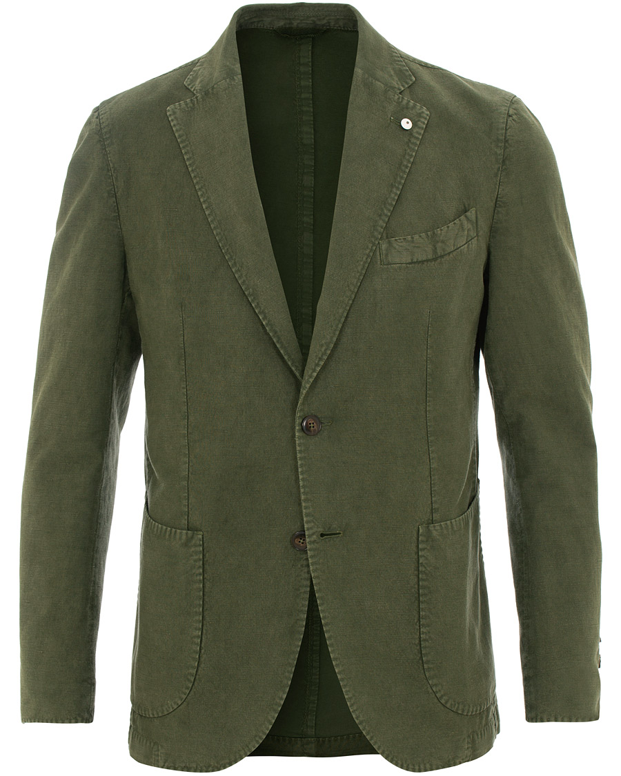 Homme | Blazers | L.B.M. 1911 | Jack Regular Fit Linen Blazer Military Green