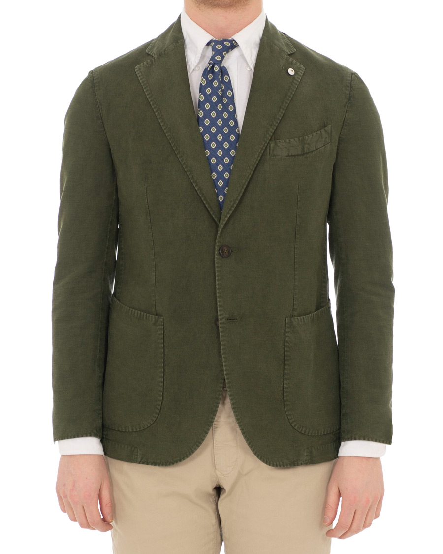 Homme | Blazers | L.B.M. 1911 | Jack Regular Fit Linen Blazer Military Green