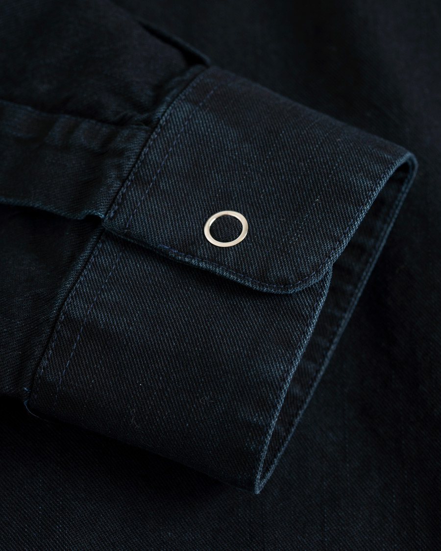 Homme | Chemises | Schnayderman?s | Schnayderman's Cotton Shirt Zip Jacket Dark Blue