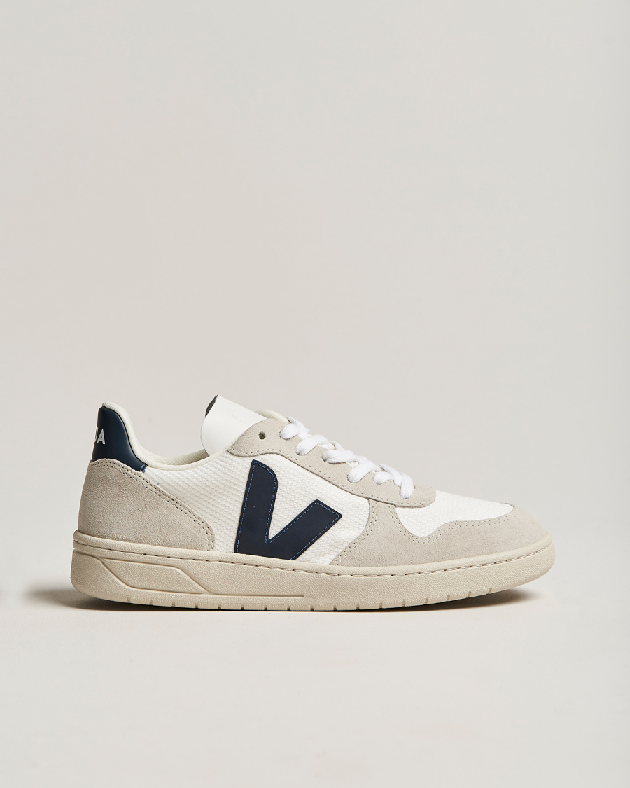 Homme | Veja V-10 Leather Sneaker White Nautico | Veja | V-10 Leather Sneaker White Nautico