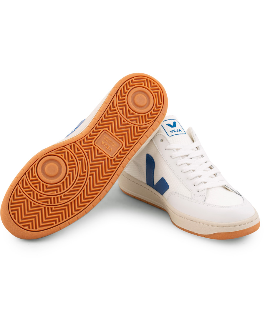 Homme | Veja V-12 Mesh Sneaker White/Indigo/Orange/Flou | Veja | V-12 Mesh Sneaker White/Indigo/Orange/Flou