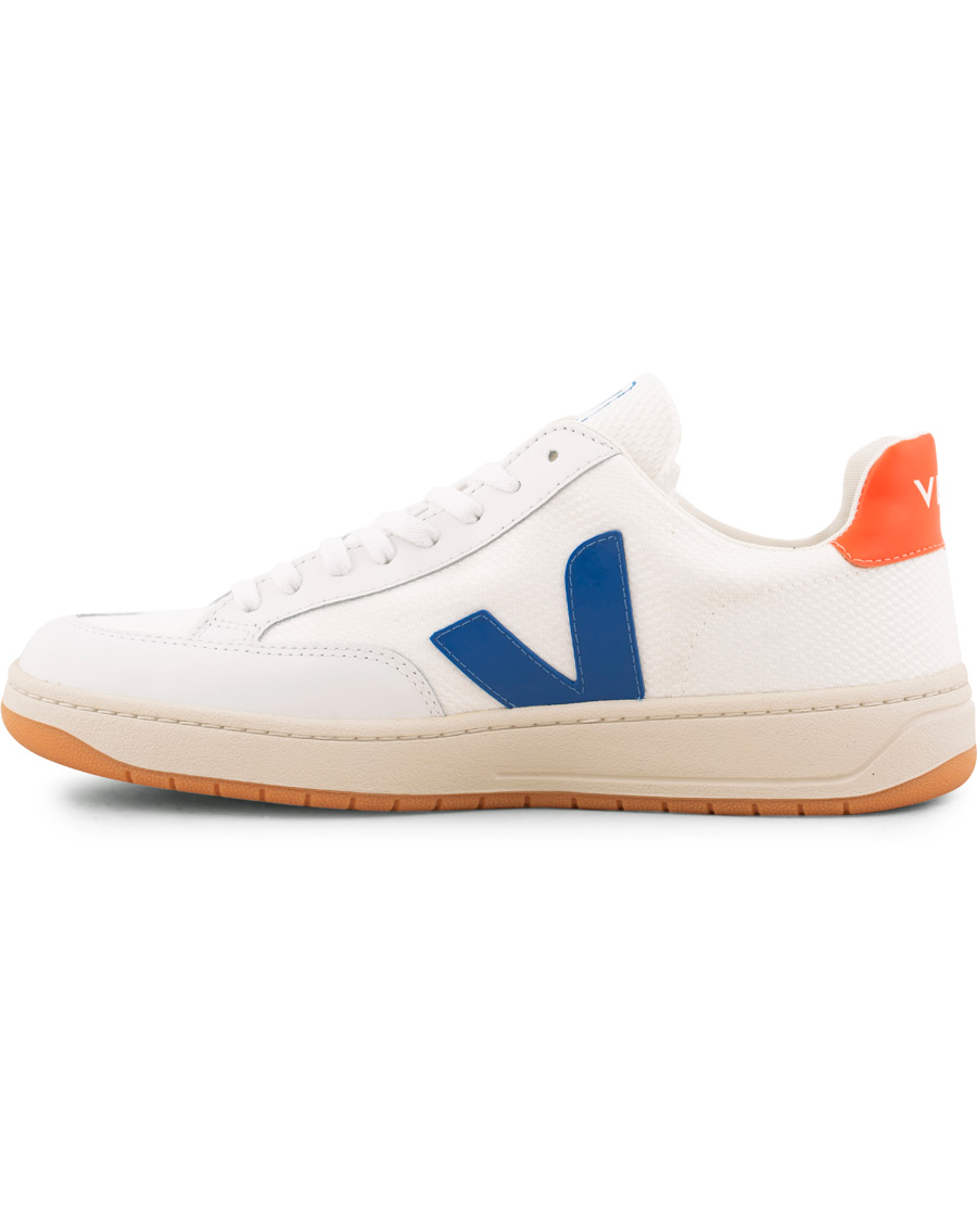 Homme | Veja V-12 Mesh Sneaker White/Indigo/Orange/Flou | Veja | V-12 Mesh Sneaker White/Indigo/Orange/Flou