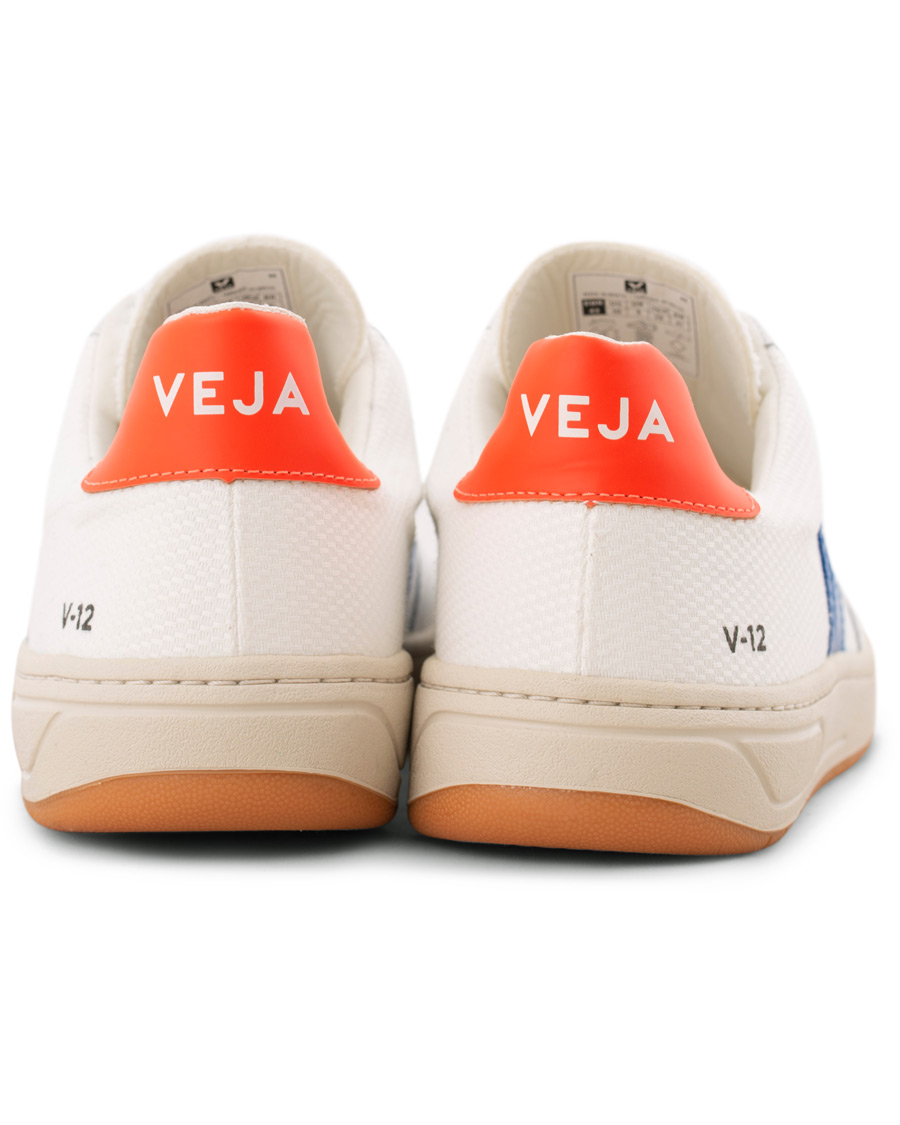 Homme | Veja V-12 Mesh Sneaker White/Indigo/Orange/Flou | Veja | V-12 Mesh Sneaker White/Indigo/Orange/Flou