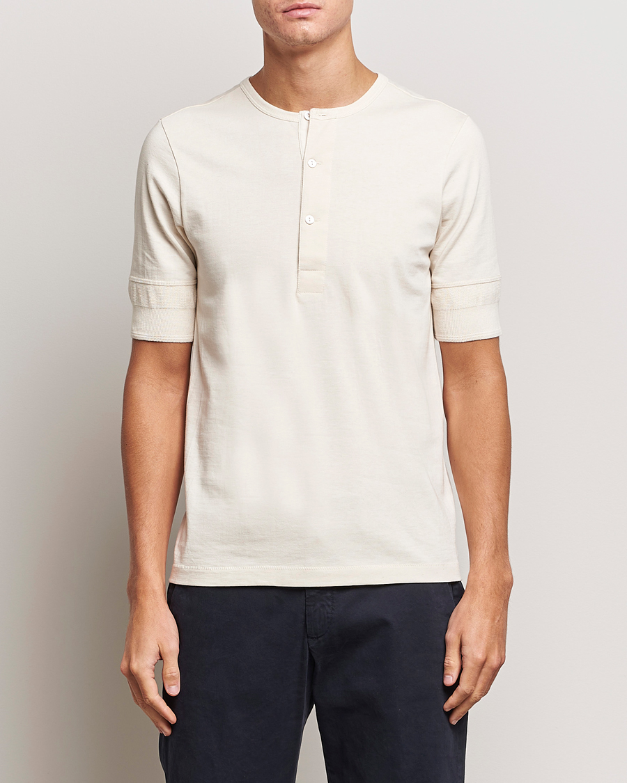 Homme | Pulls Et Tricots | Merz b. Schwanen | Short Sleeve Organic Cotton Henley Nature
