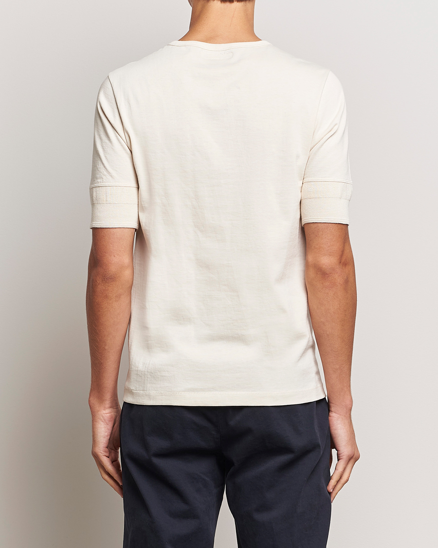 Homme | T-shirts | Merz b. Schwanen | Short Sleeve Organic Cotton Henley Nature
