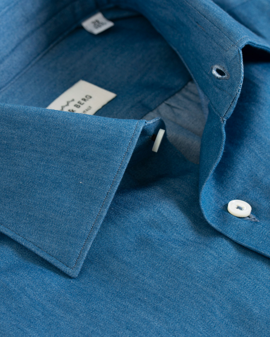 Homme | Chemises | Berg&Berg | Francis Handmade Spread Collar Cotton Shirt Denim