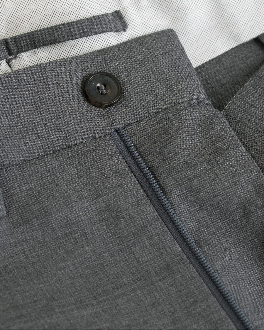 Homme | Pantalons | Berg&Berg | Arnold Pleated Side Adjuster Wool Trousers Grey