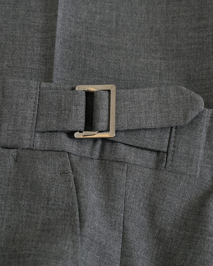 Homme | Pantalons | Berg&Berg | Arnold Pleated Side Adjuster Wool Trousers Grey