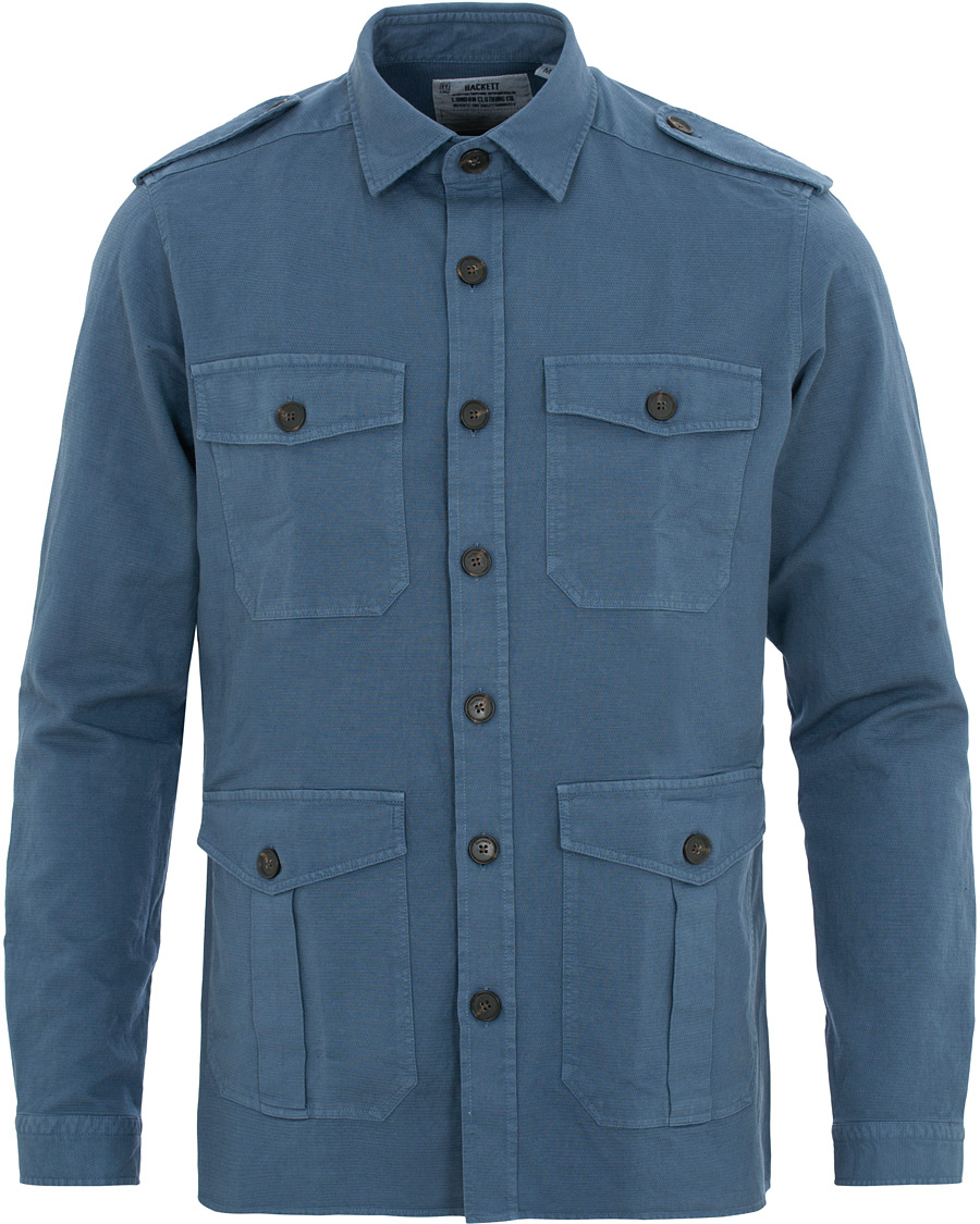 Homme | Chemises | Hackett | Four Pocket Overshirt Blue
