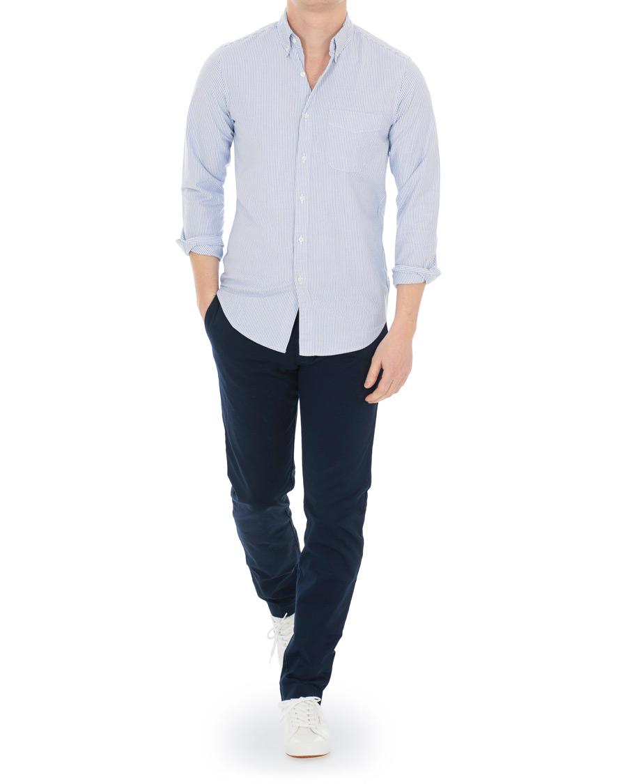 Homme | Chemises | J.Crew | Slim Fit Stretch Oxford University Stripe Shirt Blue