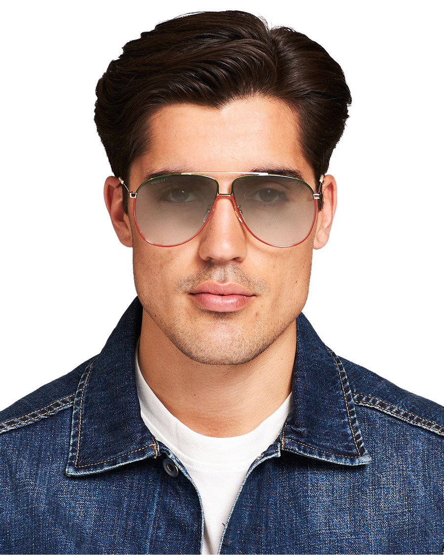 Homme | Gucci GG0440S Sunglasses Gold/Green | Gucci | GG0440S Sunglasses Gold/Green