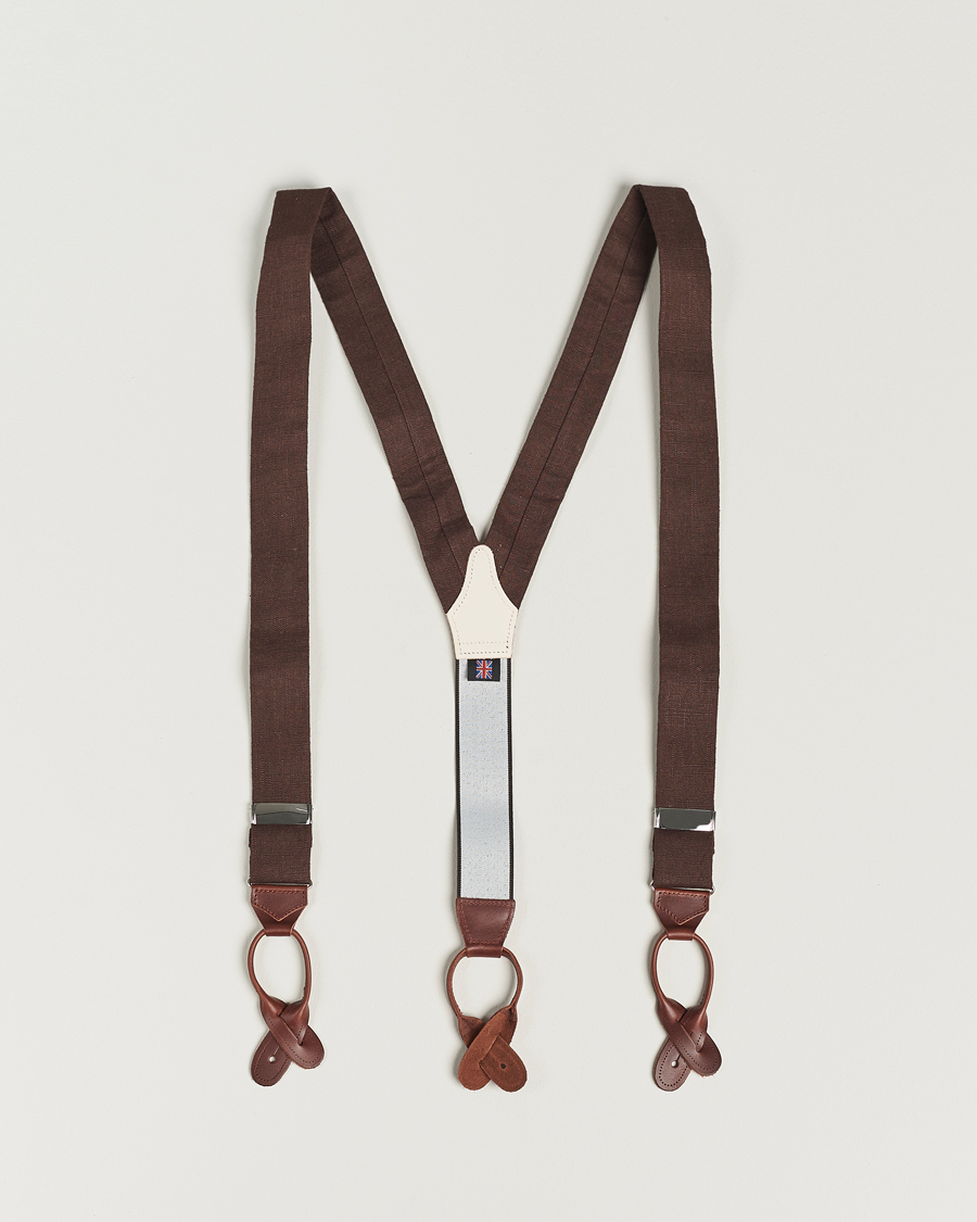Homme | Bretelles | Albert Thurston | Linen Braces 38mm Brown