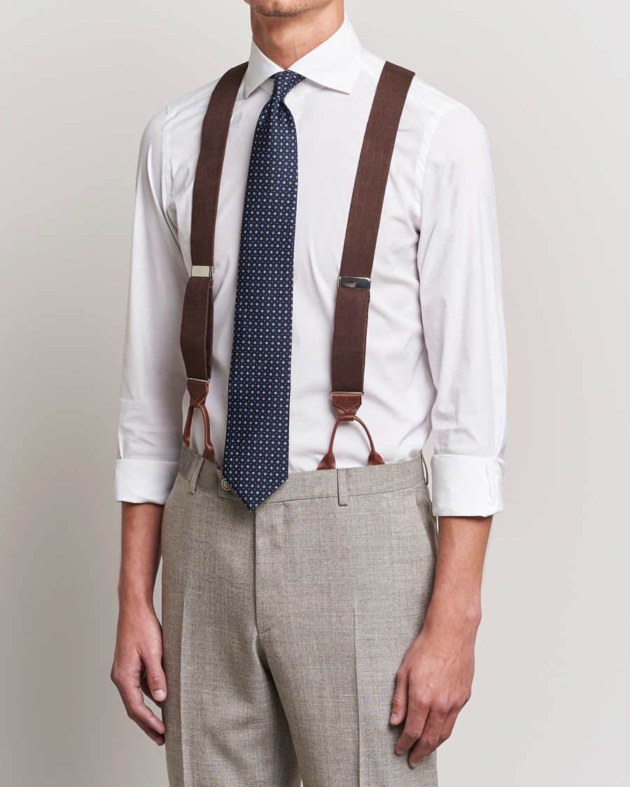 Homme | Stylesegment formal | Albert Thurston | Linen Braces 38mm Brown