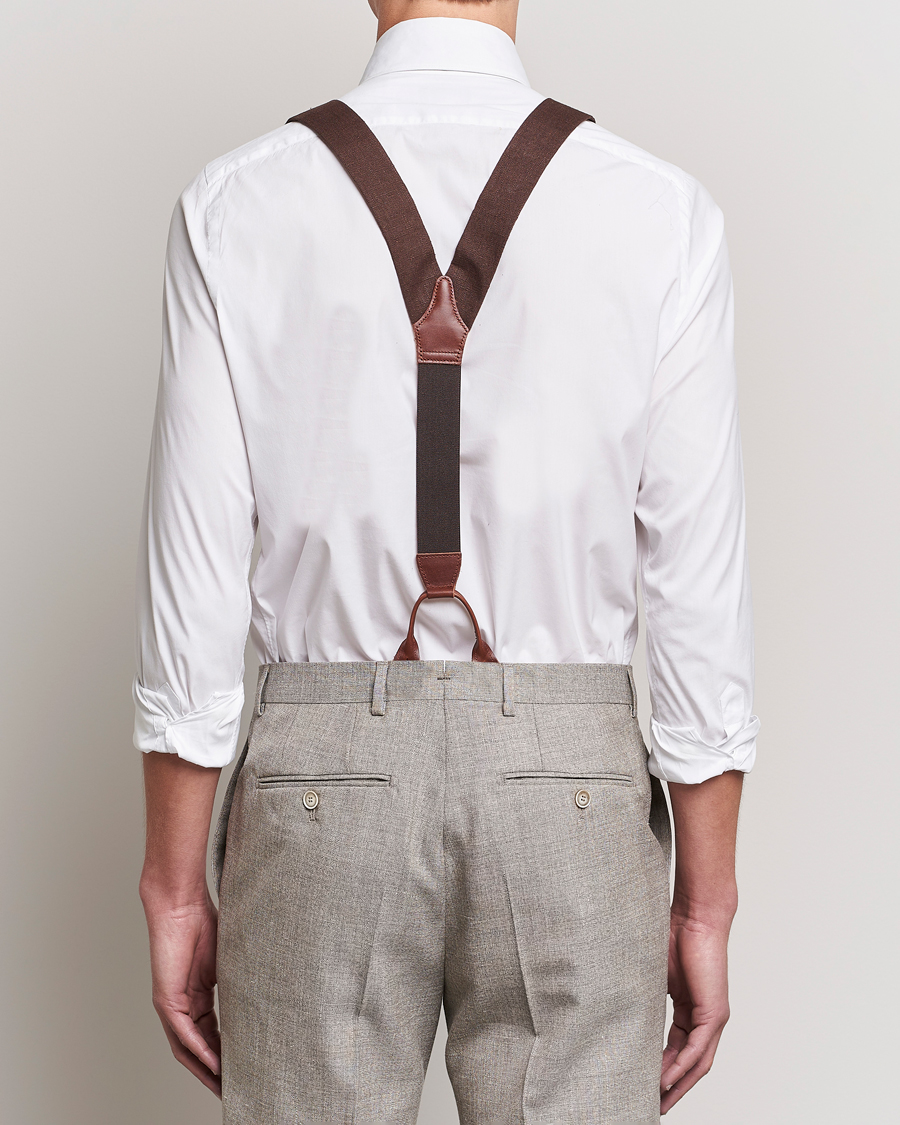 Homme | Bretelles | Albert Thurston | Linen Braces 38mm Brown