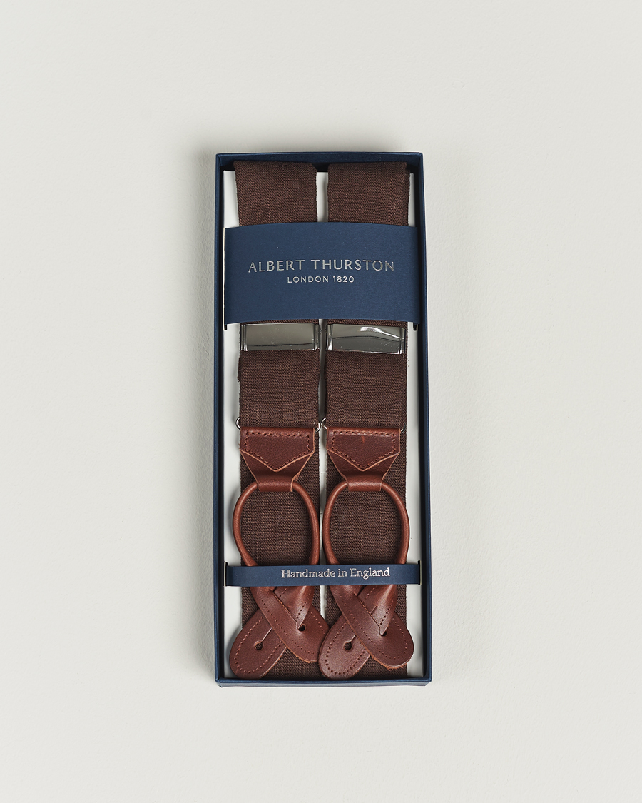 Homme | Bretelles | Albert Thurston | Linen Braces 38mm Brown