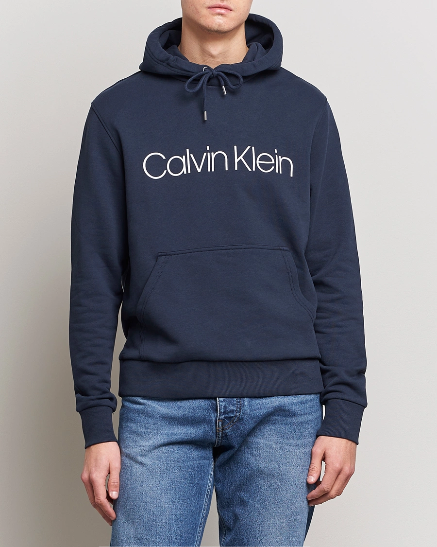 Homme | Pulls Et Tricots | Calvin Klein | Front Logo Hoodie Navy