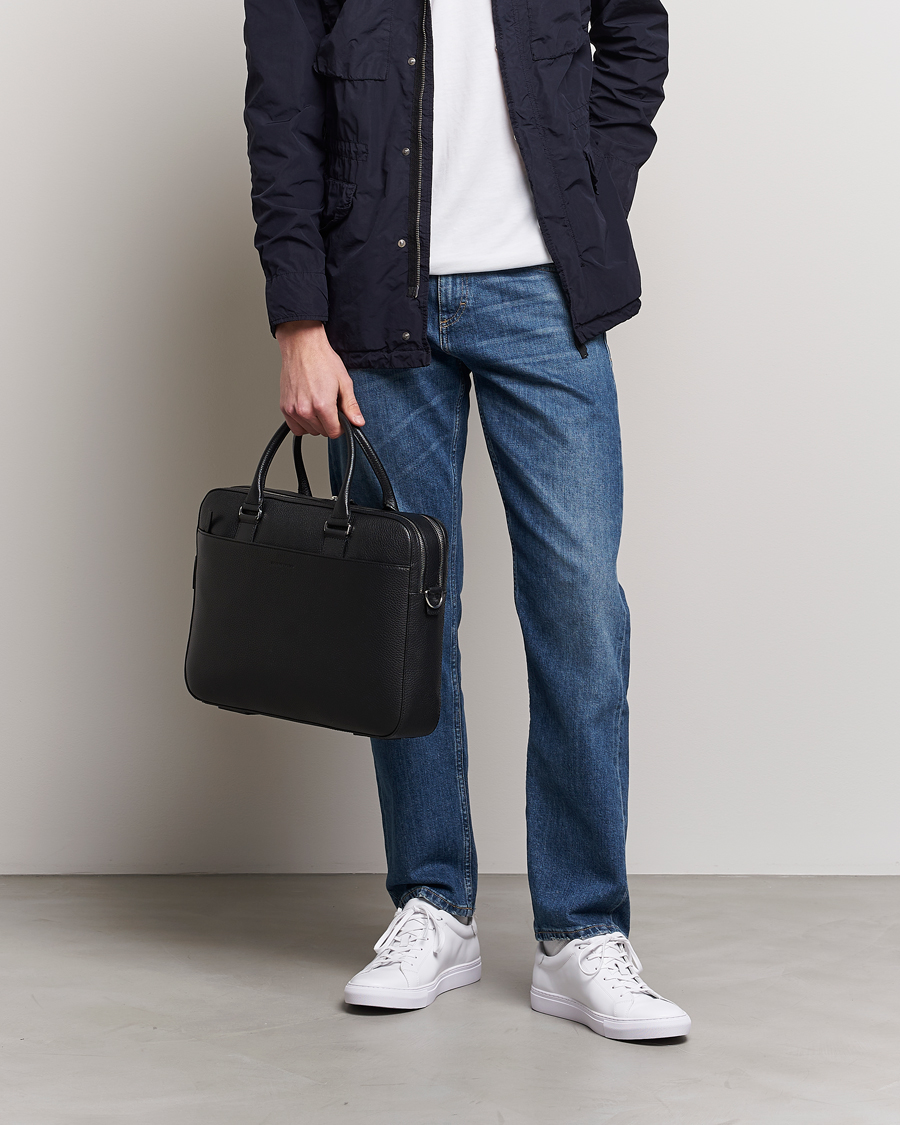 Homme | Sacs | Tiger of Sweden | Burin Grained Leather Breifcase Black