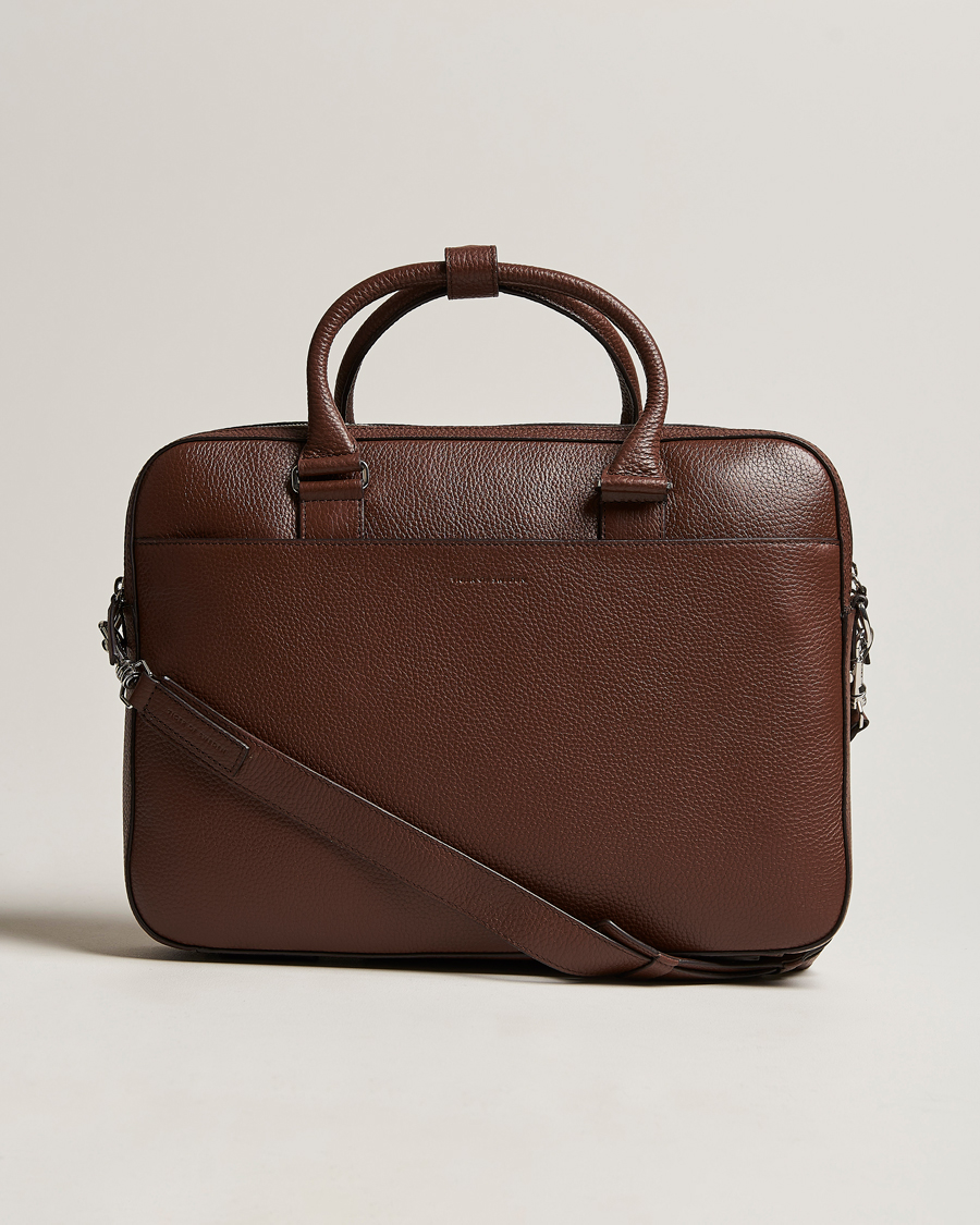 Homme | Sacs | Tiger of Sweden | Burin Grained Leather Briefcase Brown