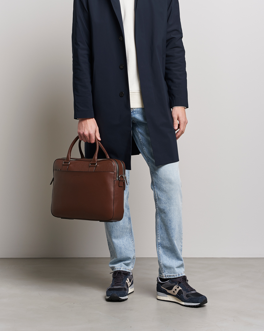 Homme | Sacs | Tiger of Sweden | Burin Grained Leather Briefcase Brown