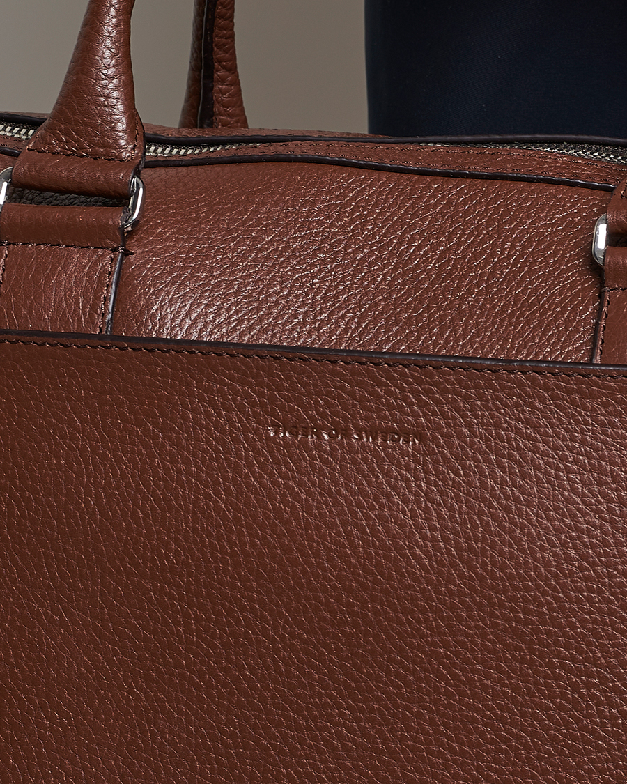 Homme | Sacs | Tiger of Sweden | Burin Grained Leather Briefcase Brown