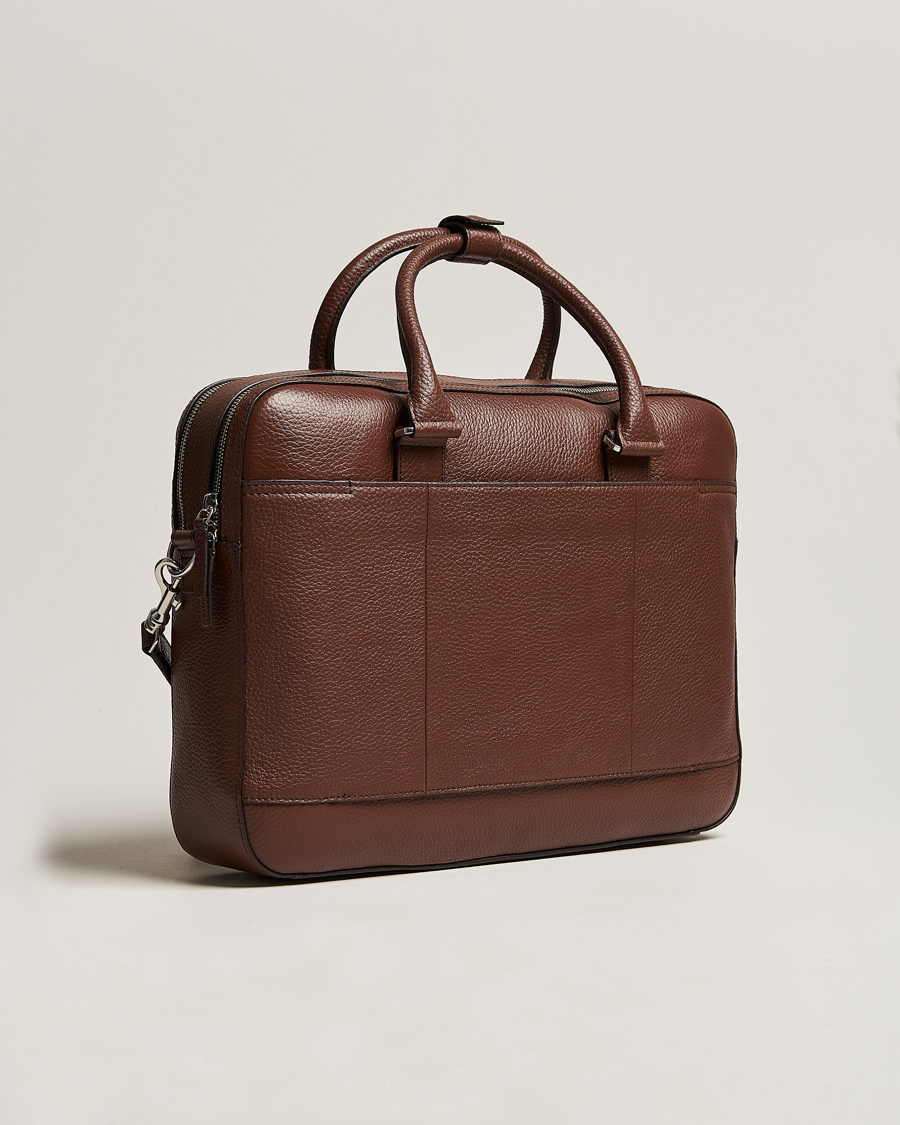 Homme | Sacs | Tiger of Sweden | Burin Grained Leather Briefcase Brown