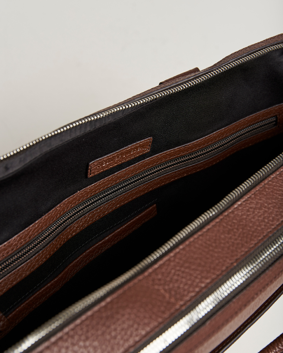 Homme | Sacs | Tiger of Sweden | Burin Grained Leather Briefcase Brown