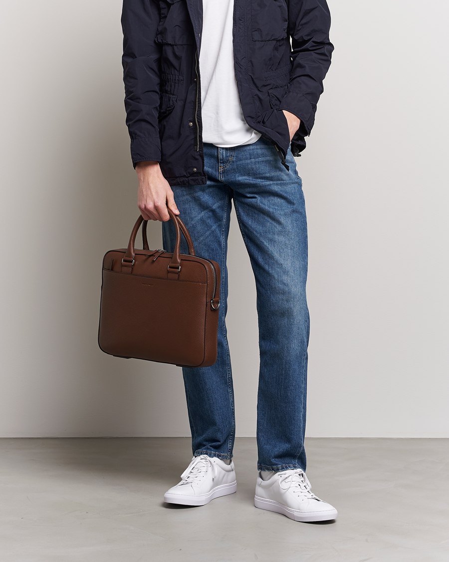 Homme | Tiger of Sweden | Tiger of Sweden | Bosun Grained Leather Briefcase Brown