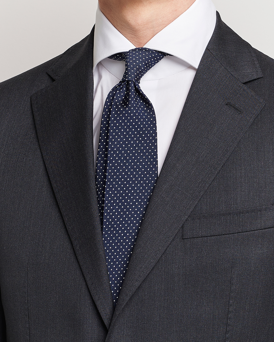 Homme | Cravates | Amanda Christensen | Micro Dot Classic Tie 8 cm Navy/White